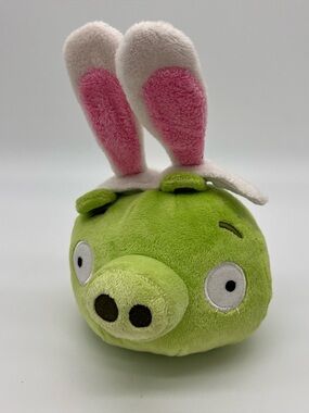 RARE Angry Birds 5” Easter Bunny Pig Plush Rabbit Ear Commonwealth 2011